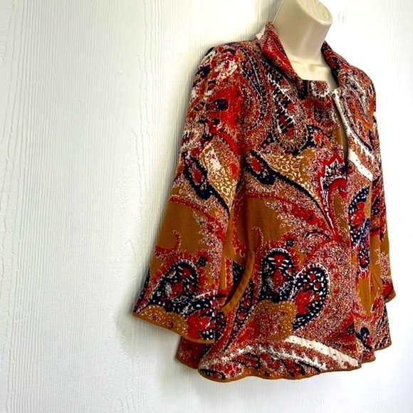 Moth by Anthropologie- Intarsia Paisley Colorful Print 1 Button Sweater Jacket S - Picture 3 of 12